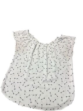 LC Lauren Conrad White Blouse with Black Arrow Print
